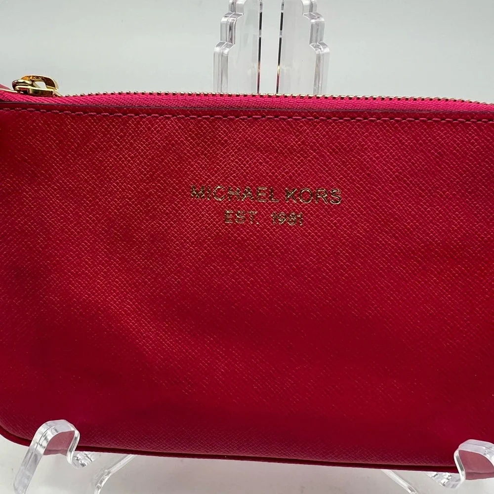 Michael Kors Hot Pink Wristlet with Zip Closure Colorful Preppy Designer - Picture 4 of 11